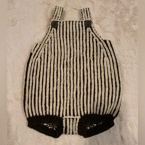 Misha and Puff sweater romper in brown and cream